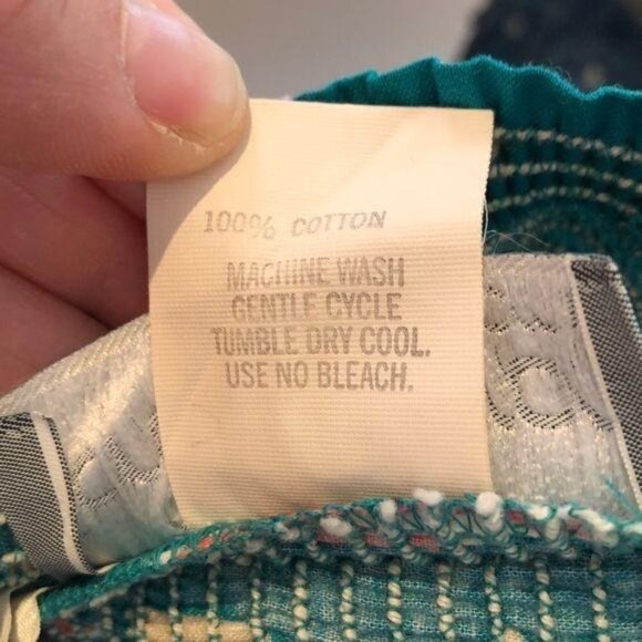 Carol Anderson California Dress Size 10 Turquoise Floral Cotton Attached Belt - Picture 6 of 13